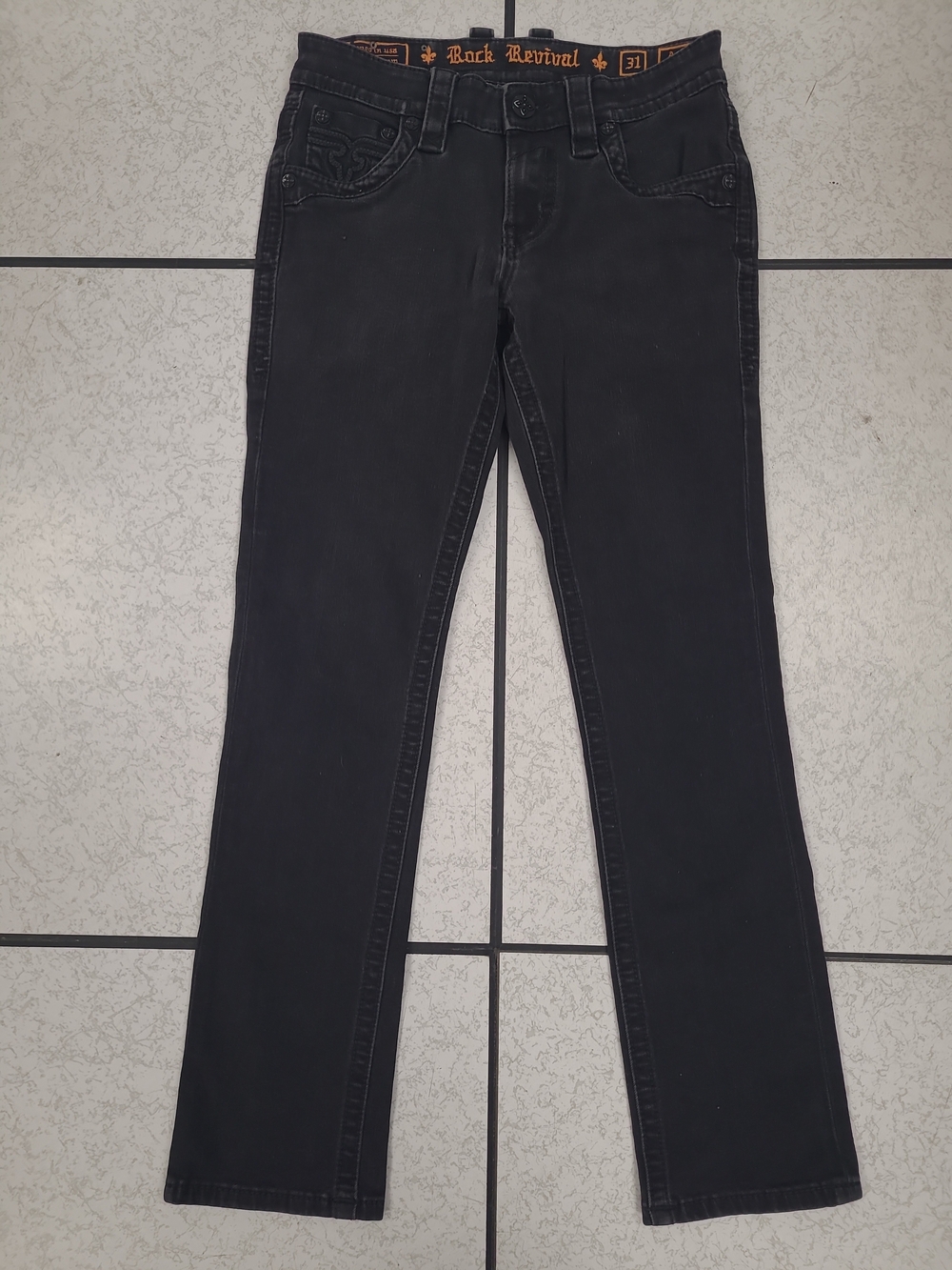 Men’s Rock Revival Jeans Sz 31 X 31 Arther ALT Straight Black